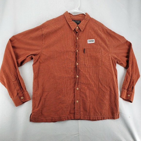 Abercrombie and Fitch Shirt Men's Casual Long Sleeve Button Up Check Orange XL - Picture 7 of 12